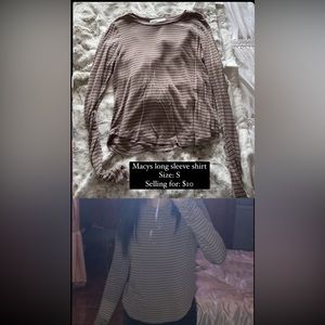 Macys tan striped long sleeve